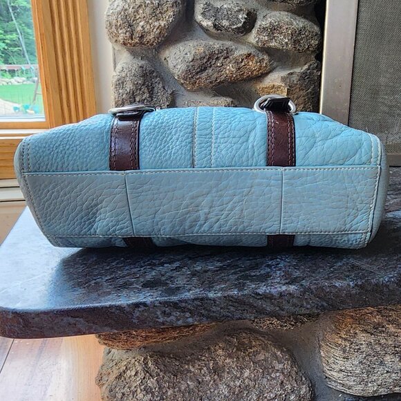 COACH D1082-F12334 Vintage Blue/Brown Chelsea Pebbled Leather Satchel Bag - Picture 13 of 16